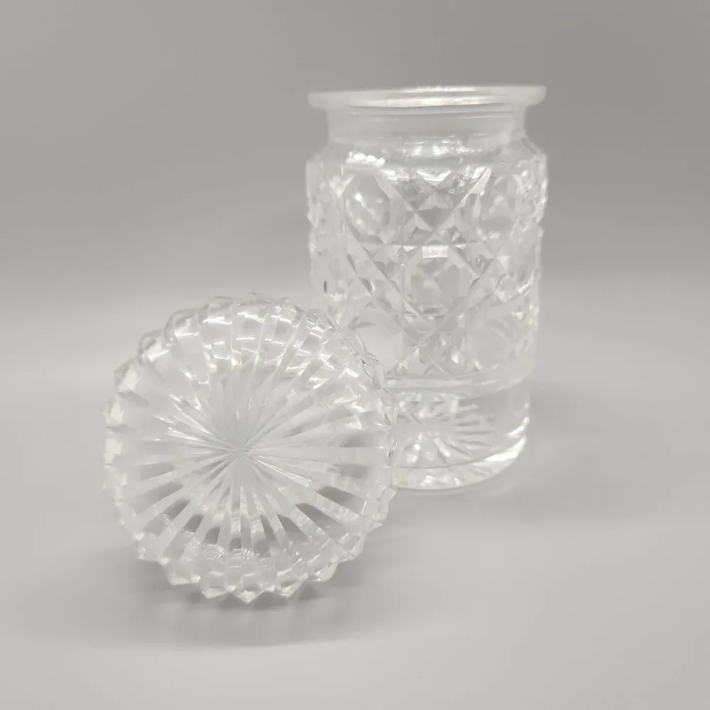 Cut Crystal Cherry Jar Vanity w Lid Antique Victorian Glass ABCG Era Barware VTG
